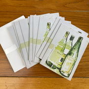 'Bordeaux Blanc Bottles' 10 Blank Cards (with envelopes)